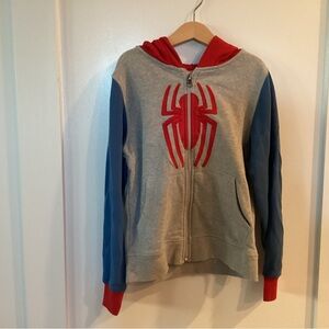 Marvel Spider Emblem Zip Hoodie in Gray, Blue & Red